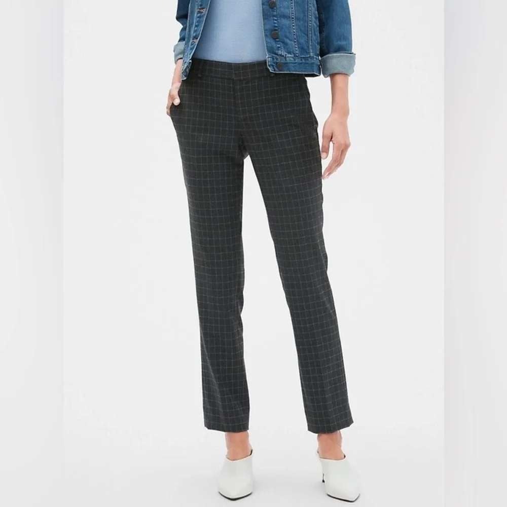 Banana Republic Ryan Slim Straight Pants‎ 4 Charcoal Grey Windowpane Plaid